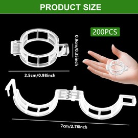 NYZQIW Pack of 200 Plant Clips, Plant Clips for Climbing Plants, Plastic Tomato Clips for Climbing Plants, Tomato Clips Connect for Vegetables Tomato Plants Attachment