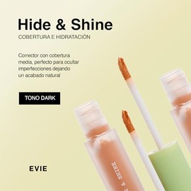 EVIE  Corrector Hide  Shine Dark Con Protector Solar SPF 30  Maquillaje de Cobertura Media  Corrector de Ojeras  Formula Hidratante con Extracto de...