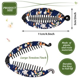 9 Pieces Banana Hair Clip Floral Clincher Hair Claws Bohemia Style Wrapped Cloth Banana Comb Clips Fish Shape Grips Clamp Accessories for Women Girls(4.3 x 2 Inch)