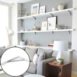 Pack of 4 Heavy Duty Brackets Angle Heavy Duty Console Shelf Brackets with Screws and Pins, 150 mm/5.9 inches, Load Capacity 30 kg, Shelf Bracket for Wall Mounting, Bookshelves, Garden (White)