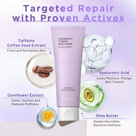 Overnight Toning Body Whip – Advanced Firming & Tightening Body Cream, Hydrating Anti-Wrinkle Moisturizer for Crepey Skin Recovery, 125ml