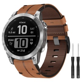 Leather Strap for Garmin Fenix 8 47mm, 22mm Replacement Watch Band Adjustable Quick-Fit Strap for Fenix 7/Fenix 6/Fenix 6 Pro/Fenix 5/Fenix 5 Plus/Forerunner 935 945/Instinct 2/Quatix 5 6/Approach S60