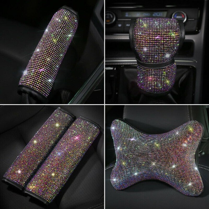 Crystal Steering Wheel Cover Auto Shift Gear Cover Practical Durable