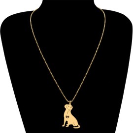 HUAGEO Stainless Steel Cute Labrador Retriever Dog Necklace 18K Gold Silver Plated Puppy Pets Pendant Chain Animals Jewellery for Women Charms Gifts Accessories (18K Gold Plated)
