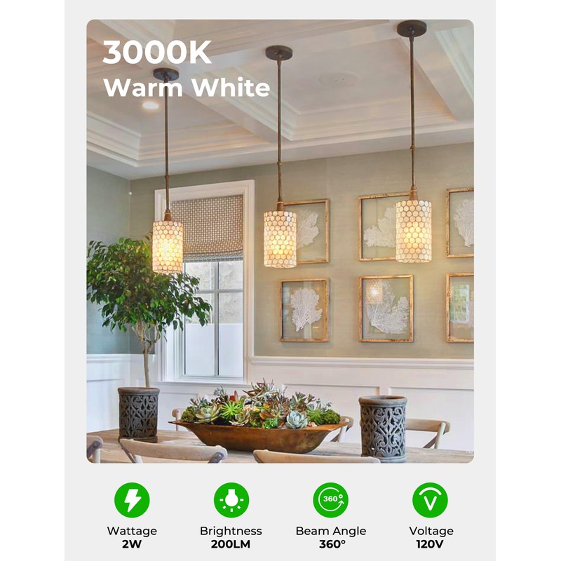 UNILAMP 2W E12 LED Night Light Bulb, Mini Type B