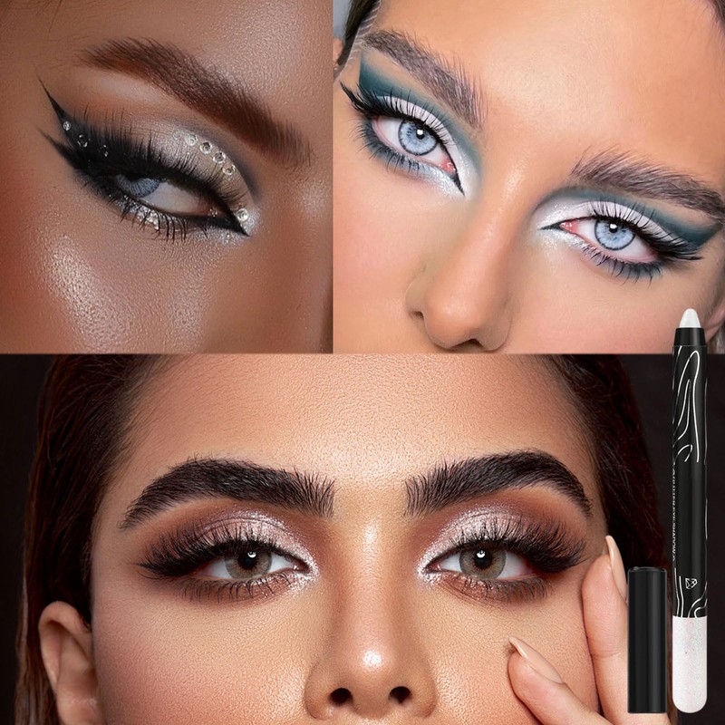 White Shimmer Eyeshadow Stick, Pearl White Glitter Eye Shadow Pencil