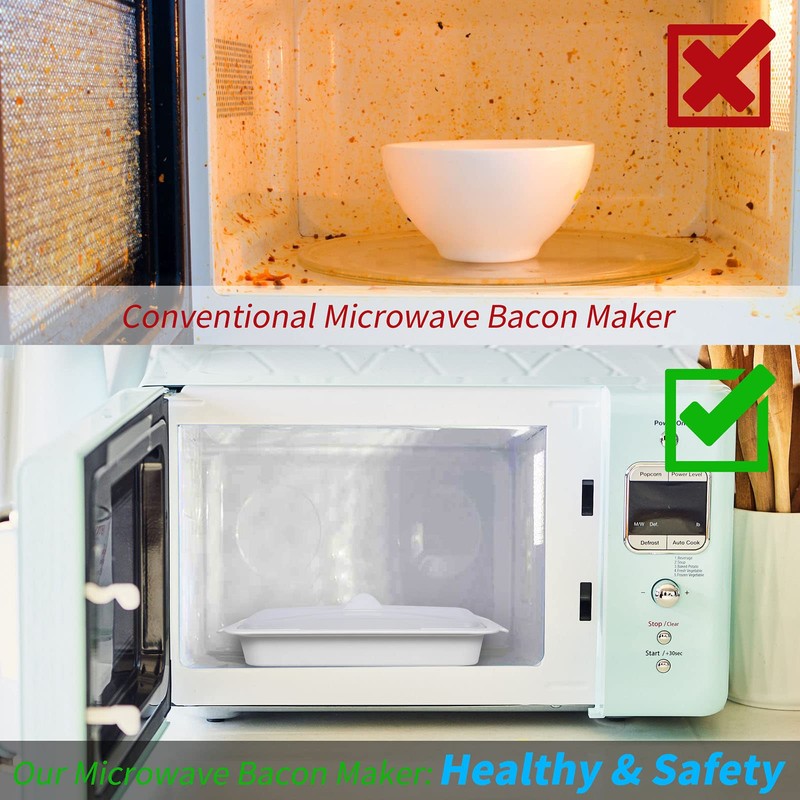 MMUGOOLER Microwave Easy Bacon Maker/Cooker with Lid, Safety, Quick and