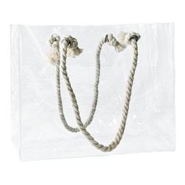 TotePrint Women's PVC Handbag, Transparent PVC Shopping Bag with Rope Holder, Large Waterproof Sports Bag, Summer, Pool, Party, Beach, Blue, 36.5 x 32 x 12 cm (1 Piece), transparent