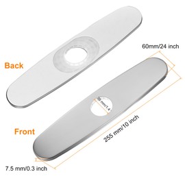 sourcing map 10" Kitchen Sink Faucet Hole Cover Deck Plate Escutcheon 304 Stainless Steel with ABS Plate Plumbing Cover Plate for Kitchen Sink Faucet, Oval Brushed Nickel Silver Tone