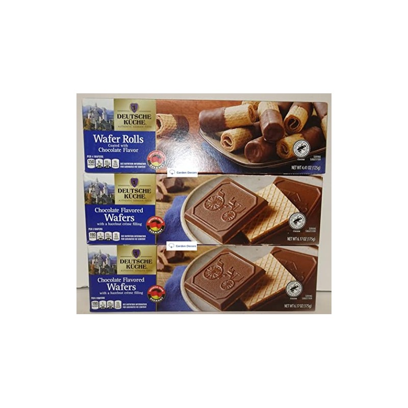 Deutsche Kuche 2 Chocolate Flavored Wafers & 1 Wafer Rolls