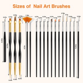 31pcs Nail Art Brushes， Nail Art Design Tools Kit with Liner Brush Dotting Tools Drawing Pens Design Tools Polish Brushes for Women Nails Gel Painting