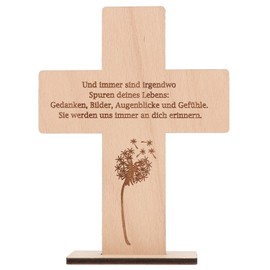 Spruchreif Wooden Cross with Engraving, Wooden Stand Cross, Gifts Made of Wood, Christian Gift, Mourning Gift, Mourning Gift