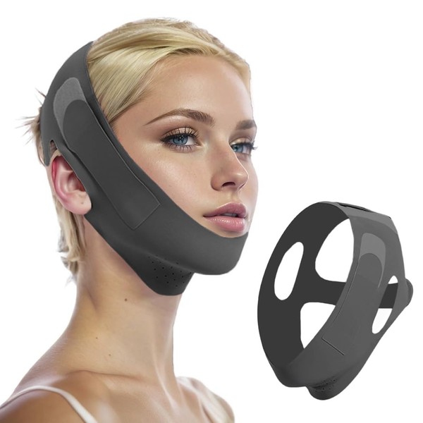SexxLady Wiederverwendbarer Chin Strap,V-förmiges Kinn Gesichtsstraffungsband,Face-Lifting Maske für Frauen,Schwarz