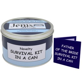 Father of the Bride Survival Kit in a Can – Funny Wedding Day Gift – Novelty Keepsake for Dad – Unique Gift Set Box from Bride – Fun Present for Father of the Bride (Blue/Navy)