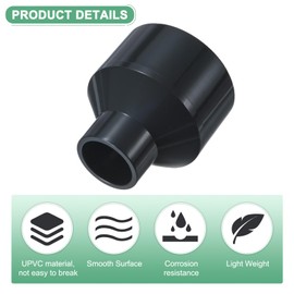 M METERXITY 1-Pack UPVC Reducer Pipe Fitting, DN65x40 Reducing Coupling Connector PVC Straight Pipe Coupling Connector for Water Line [Grey]