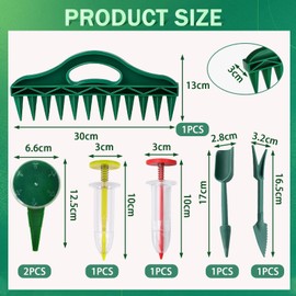 MOAZIFI Set of 7 Dibber and Planting Aid - Sowing Aid with Adjustable Seeder Planting Aid for Horticulture Vegetable Growing for Horticulture Sowing, Loosening Soil and Watering