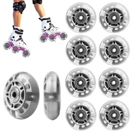 Pack of 8 LED Inline Skate Wheels 72 mm - Luminous Inline Wheels with Ball Bearings, Replacement Wheels for Roller Skates & Fitness Skates - Universal PU Wheels for Children