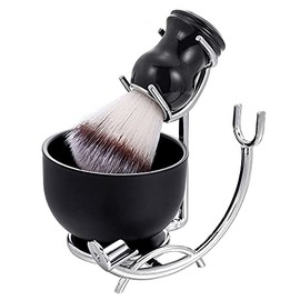 CCbeauty Shaving Brush and Bowl Kit for Men, 3-IN-1 Wet Shave Brushes Set with Stainless Steel Large-Capacity 3.23'' Shaving Cup Mug,Safety Razor Stand Holder Birthday Fathers Day from Daughter