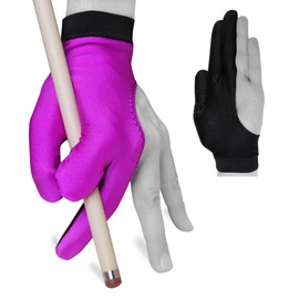 Billiard Pool Cue Glove by Fortuna - Classic Two-Colored - for Left Hand - Purple/Black (Medium/Large)