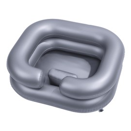 LOKFEHRE Large Portable Inflatable Hair Washing Basin for Bedridden - Wash Hair in Bed with Inflatable Shampoo Bowl.For Elderly,Disabled,Injured,Ideal Inflatable Sink for Locs Detox (Silver)