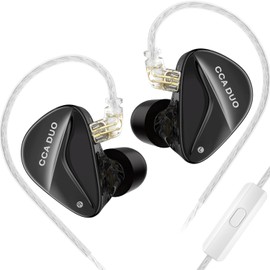 CCA Duo in Ear Monitor Earphone with Microphone,Dual-Dynamic Drivers HiFi Stereo Noise Isolating IEM Wired Earbuds Headphones with Tangle-Free Removable Cord for Singer Musician Audiophile(with Mic)