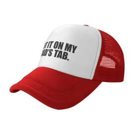 Put It On My Dad's Tab Trucker Hat Unisex Adult Hats Adjustable Cap for Men and Women Classic Fishing Caps Red