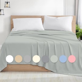 Rohi Microfibre Double Flat Sheet Duck Egg – Comfy Soft & Breathable Flat Bed Sheet – Anti Allergy & Durable Top Sheets for Hotels, Bedrooms & Guest Rooms – Easy Care Layer Sheet (Duck Egg, 228x255cm)