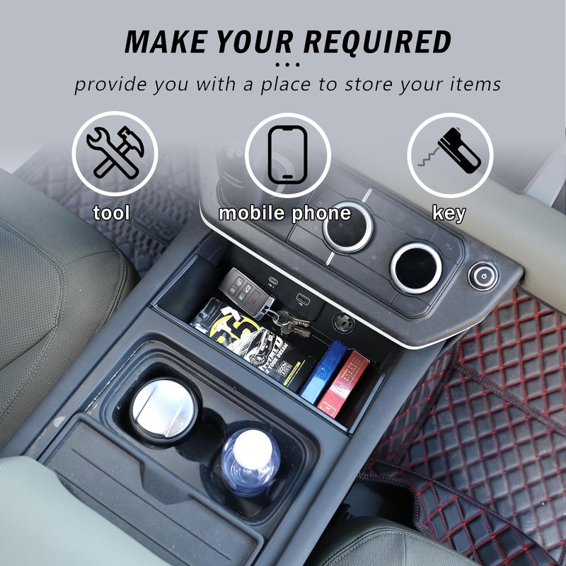 HIRUFAIT Center Console Organizer Tray Compatible with Land Rover Defender