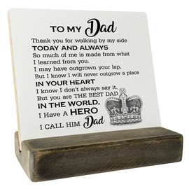 To My Dad Wood Plaque Gift, You Are The Best Dad in the World, You Are My Hero, Plaque with Wooden Stand, Wood Sign Plaque Gift, Ideas Gift for Dad, Best Dad Ever, Birthday Christmas Father's Day Gift