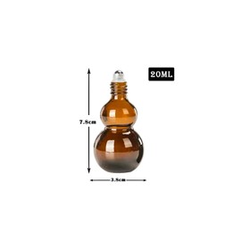 DZREVEOTA Essential Oil Roller Bottles, 20ml Amber Gourd Shaped Glass Roller Bottles with Stainless Steel Roller Ball, for Travel,Perfume (Amber-Black Cap, 20ML)
