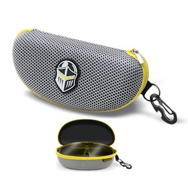 BLUPOND Large Sunglasses Case with Metal Carabiner & Zipper - EVA Semi Hard Frame Glasses Case for Men & Women