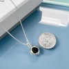 Black Onyx Disc Necklace for Women, 925 Sterling Silver Black