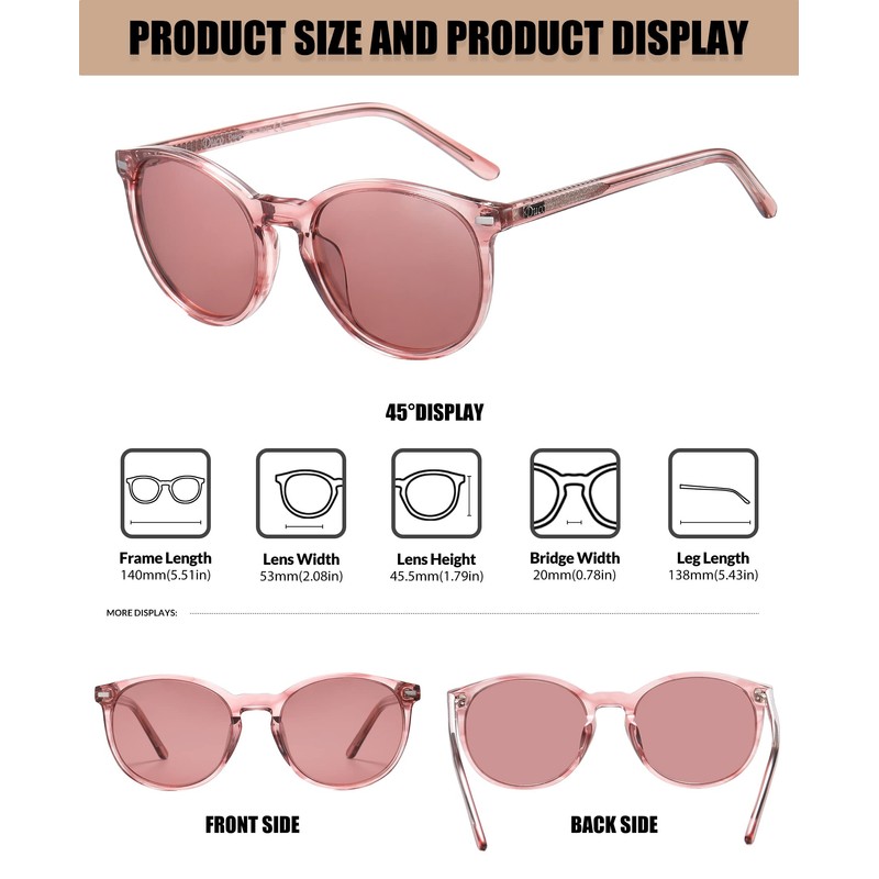 DUCO Classic Round Polarized UV400 Protection Vintage Shades Sunglasses for