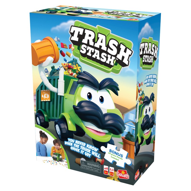 Goliath Trash Stash Game w/ 24pc Puzzle - Fill Trashcan,