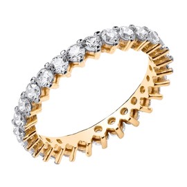 Old English Jewellers 9ct Yellow Gold on Silver 1.50CT simulated Diamond Full Eternity Ring size J - U (N)