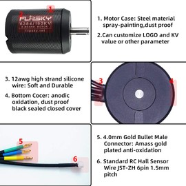 Flipsky BLDC Belt Motor with Pulley 10mm Shaft 6384 190KV 4000W for Electric Skateboard Blushless DC Motor for Electric Bike Sensered Motor for SK8