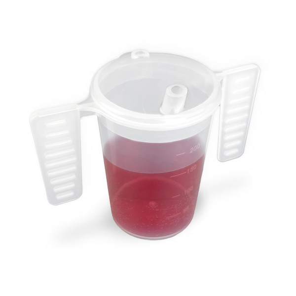 Life With Dignity Cup with Wing Handle and Drinking Lid, Adult Cup for Seniors, Dementia Cup, Adult Drinking Cup for Seniors, Two-Handed Drinking Cup, Small Drinking Spout Lid