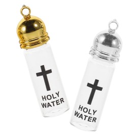 NOLITOY 2PCS Holy Water Bottles Baptism Containers with Cross Design Portable Blessing Water Vials for Church Decorations Christian and Worship Ceremonies