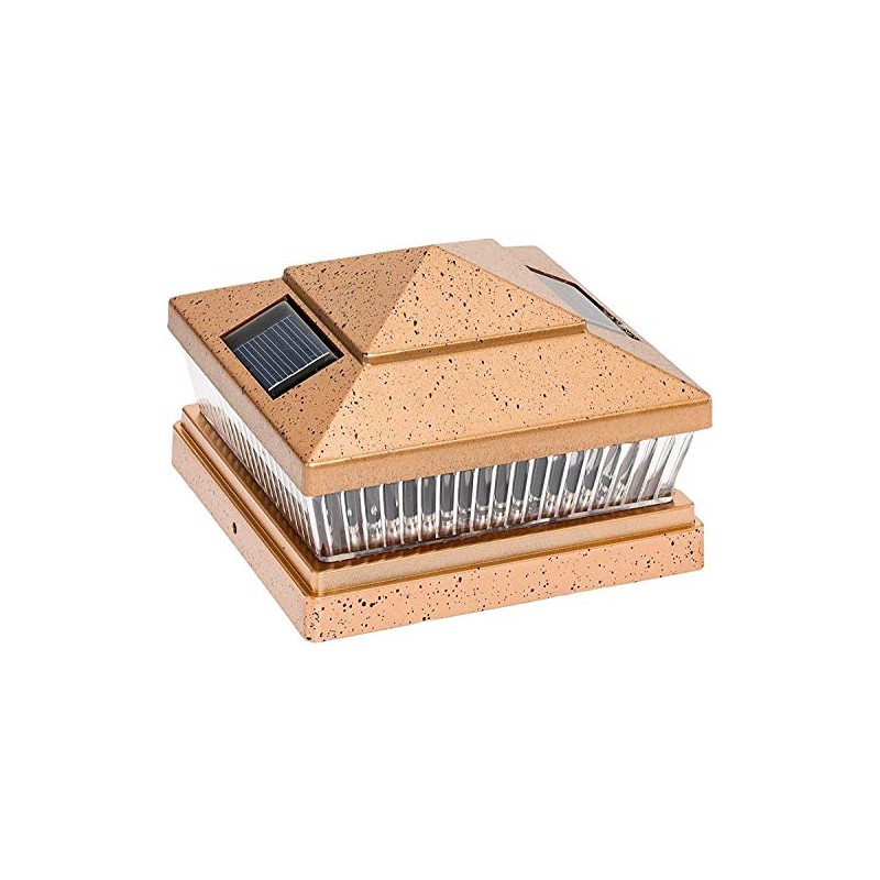 RELIGHTABLE 2 Pack Solar Square Top Pointed Post Cap Lights