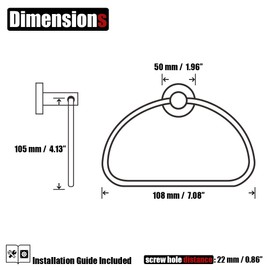 JQK Towel Ring Champagne Bronze, Stainless Steel Half Ring Towel Holder for Bathroom, 7 Inch Wall Mount, TR160-CB