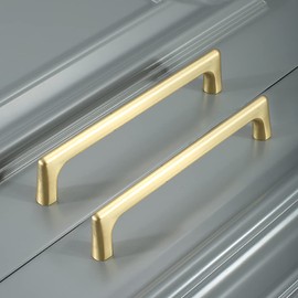 Myxekllo 4 Pack Gold Cabinet Drawer Pulls, Brushed Brass Pulls Handles for Dresser Drawers Bathroom Cabinet Hardware, 160mm