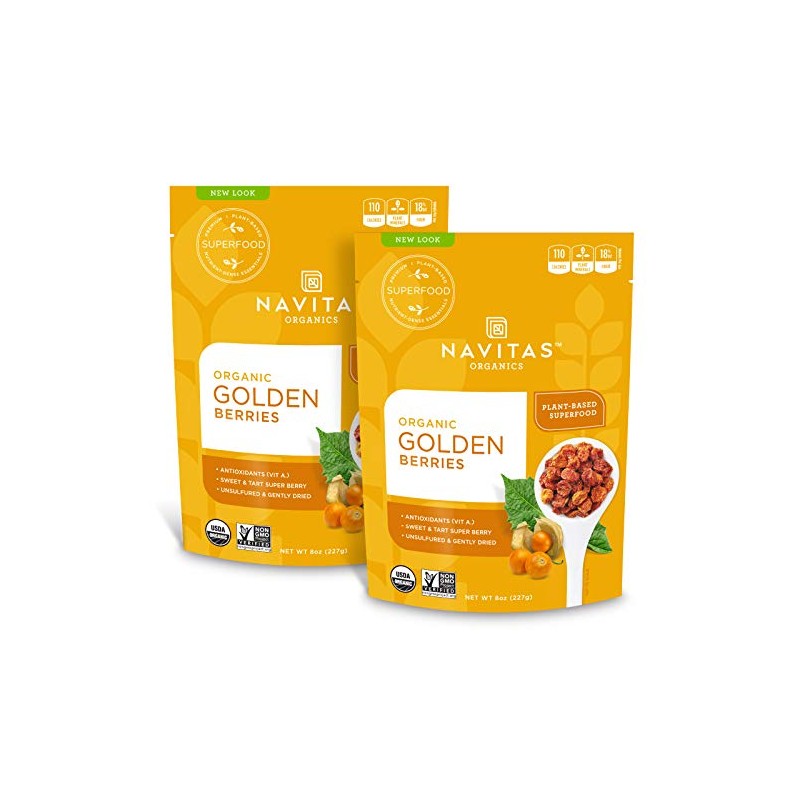 Navitas Organics Goldenberries, Original, 8 oz. Bags (Pack of 2)