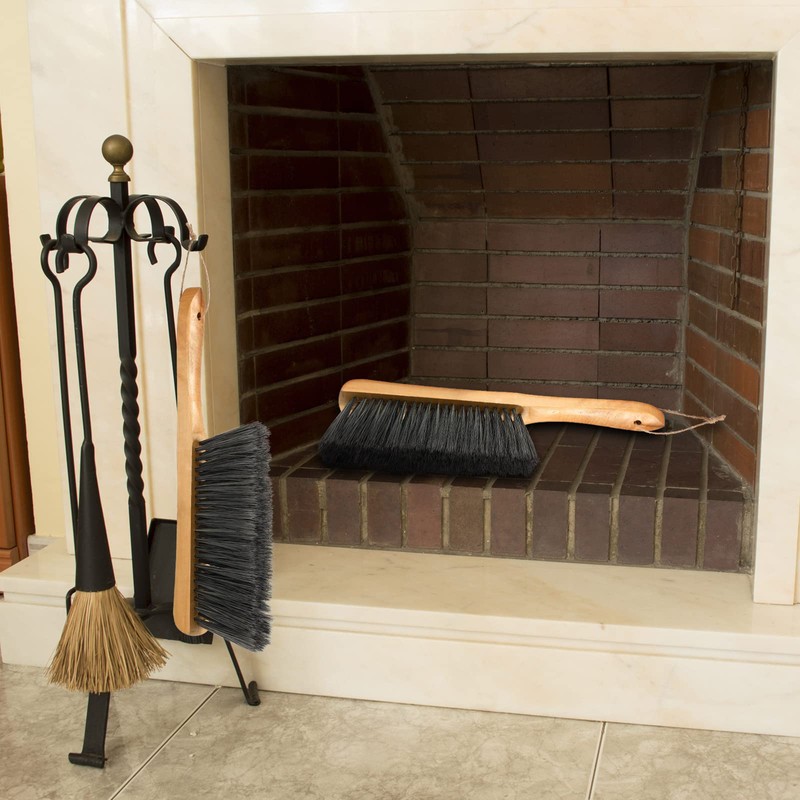 Patelai 2 Pieces Wooden Bench Brushes Fireplace Brush Natural Fiber