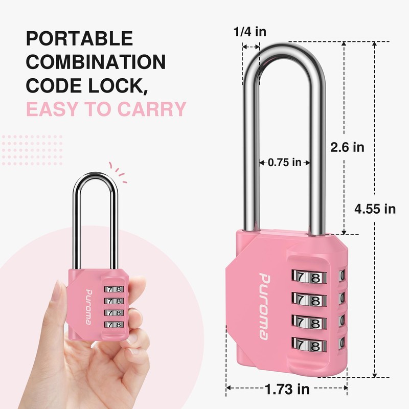 Puroma 1 Pack 2.6 Inch Long Shackle Combination Lock 4