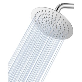 KINLIV 8 inch Chrome Round Rainfall Shower Head, All Metal Stainless Steel Rain Shower Heads with 90 Anti-Clog Silicone Nozzles, Wall or Ceiling Mount