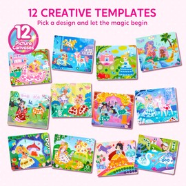Klever Kits - Kit de arte de puntos de princesa para niños, pegatinas sin manchar para niños pequeños de 3 a 7 años, kits de arte y manualidades, actividad creativa DIY, juguete de viaje, regalos de