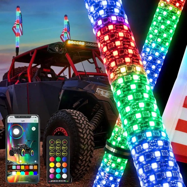 DREAMIZER 1 FTT ATV Fat Whips Thick Spiral Chasing RGB