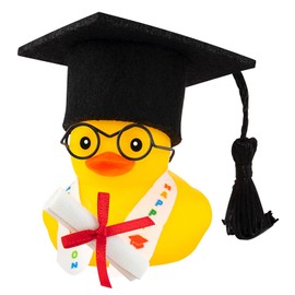 wonuu Graduation Gift Duck Car Dashboard Decorations Rubber Duck Car Ornaments for Nearsighted Glasses Graduation Sash Certificate for Associate, Black
