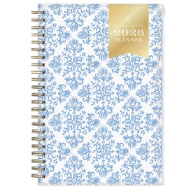 Blue Sky Day Designer 2026 Weekly and Monthly Planner Calendar, January 2026 - December 2026, 5" x 8", Flexible Cover With Zip Pouch, Durable Twin Wire Binding, Storage Pocket, Includes Stickers