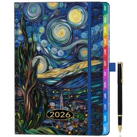 2026 A5 Week-to-View Diary (Jan 2026 - Dec 2026) – Dream Village, Colorful Monthly Tabs, Elastic Pen Holder, Pen Loop, Inner Pocket